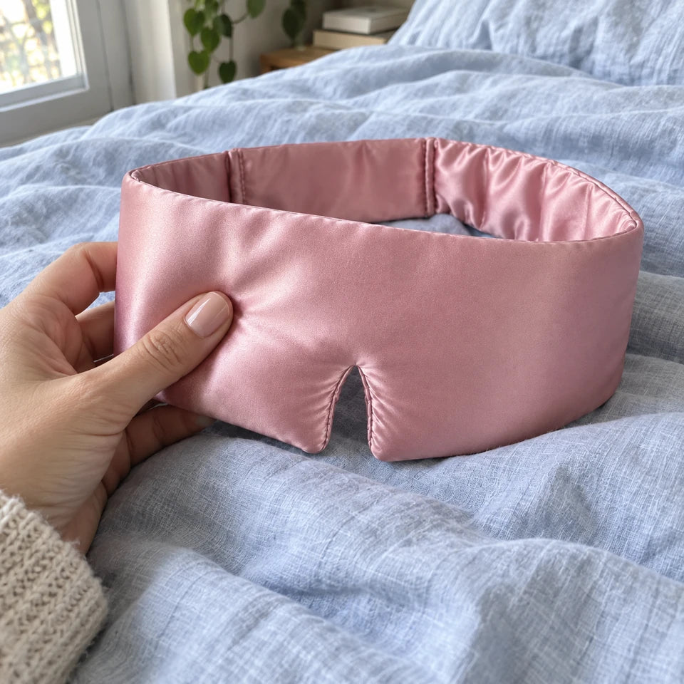 Photo générée pour un avis d’illustration : douceur du tissu, masque rose.
