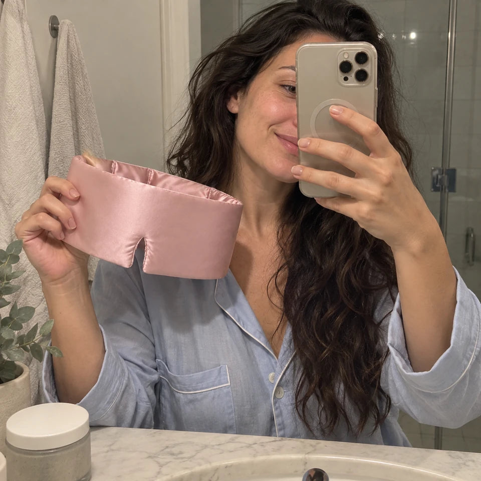 Photo générée pour un avis d’illustration : routine beauté, masque rose.